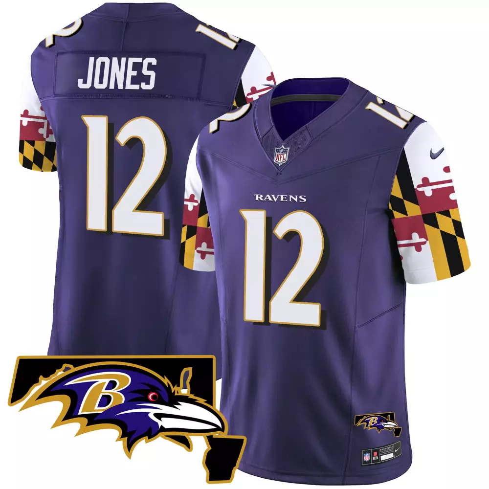 Jacoby Jones Purple Men's Ravens Maryland Flag Vapor Limited Jersey V2 | All Stitched | Fan Gear for Game Day | For Men, Women & Youth