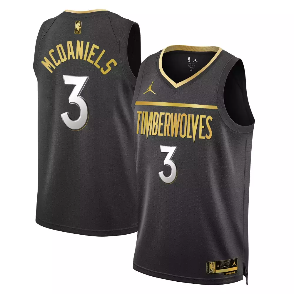 jaden mcdaniels black gold mens minnesota timberwolves swingman jersey all stitched