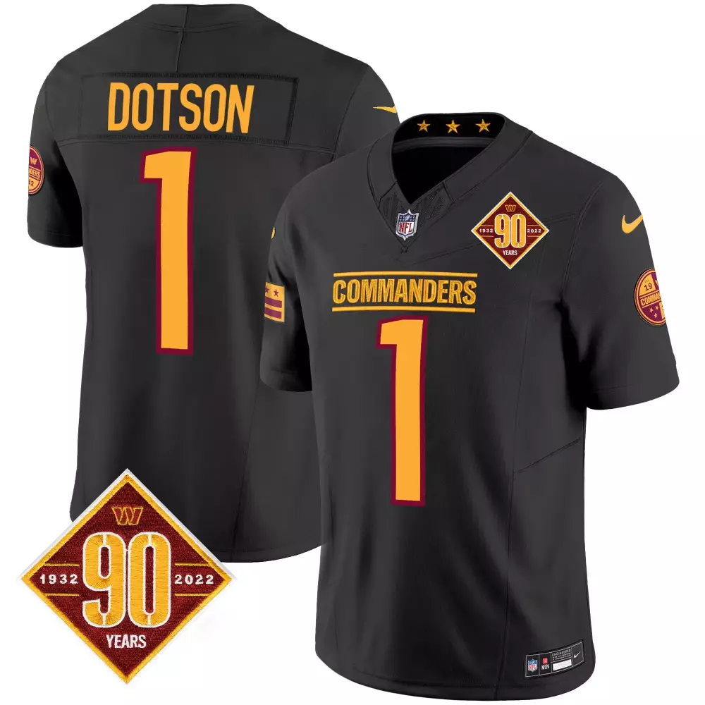 Jahan Dotson Black Alternate Jersey with DC Map Patch | Stitched Fan Gear for Men, Women & Youth