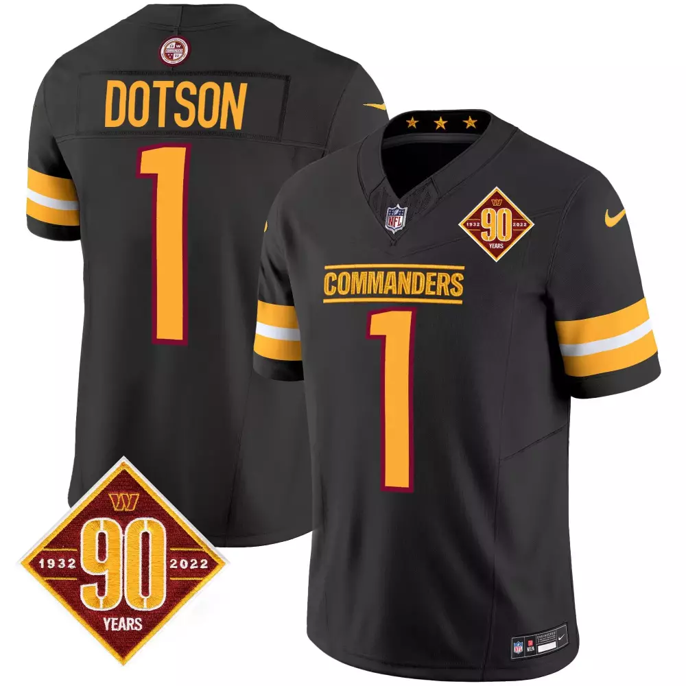 Jahan Dotson Black Alternate Jersey with DC Map Patch | Stitched Fan Gear for Men, Women & Youth