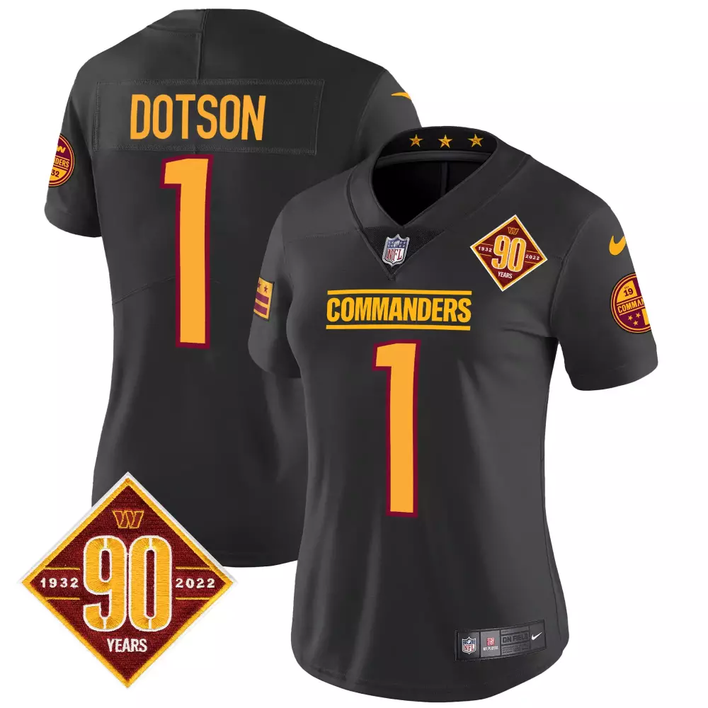 Jahan Dotson Washington Commanders 90th Anniversary Black Jersey | Stitched Vapor Edition | Fan Gear for Men, Women & Youth