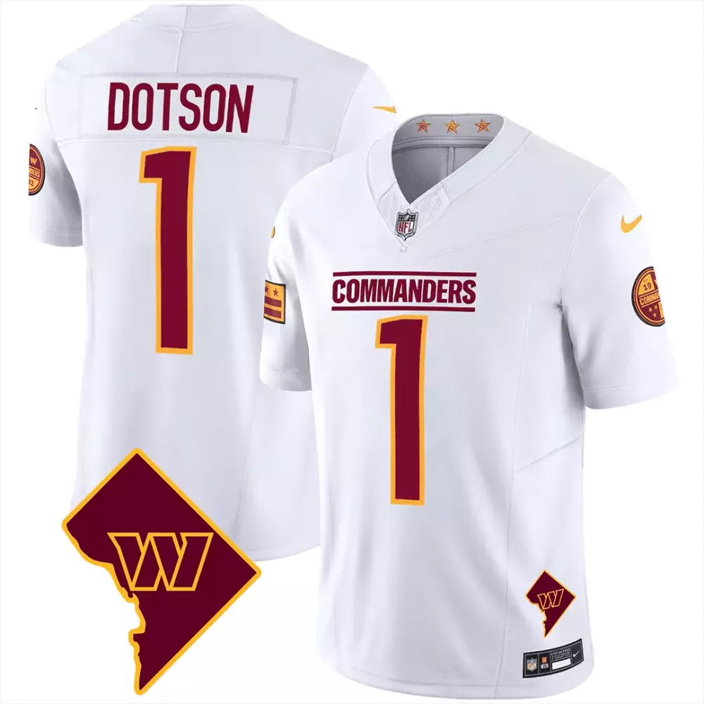 jahan dotson white mens washington commanders washington dc map patch jersey all stitched