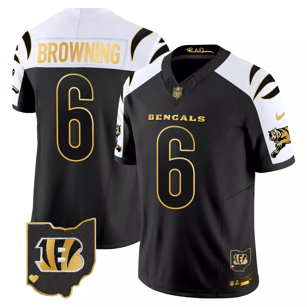 Browning Bengals 2024 Gold Vapor Limited Jersey | Men's Stitched | Game Day Outfit for Men