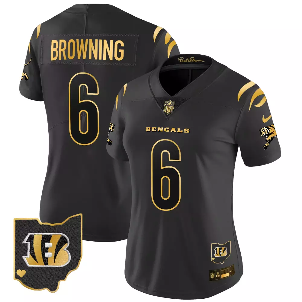 Jake Browning Cincinnati Bengals 2024 Black Gold Vapor Limited Jersey for Women | Stylish Fan Gear | For All Ages