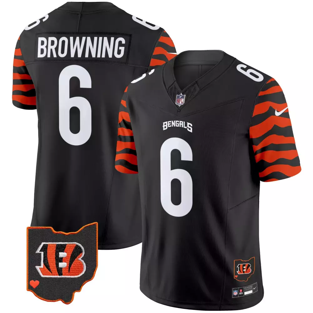 Browning Bengals Black Men's Stripes Vapor Limited Jersey | Stitched | Game Day Outfit for Men
