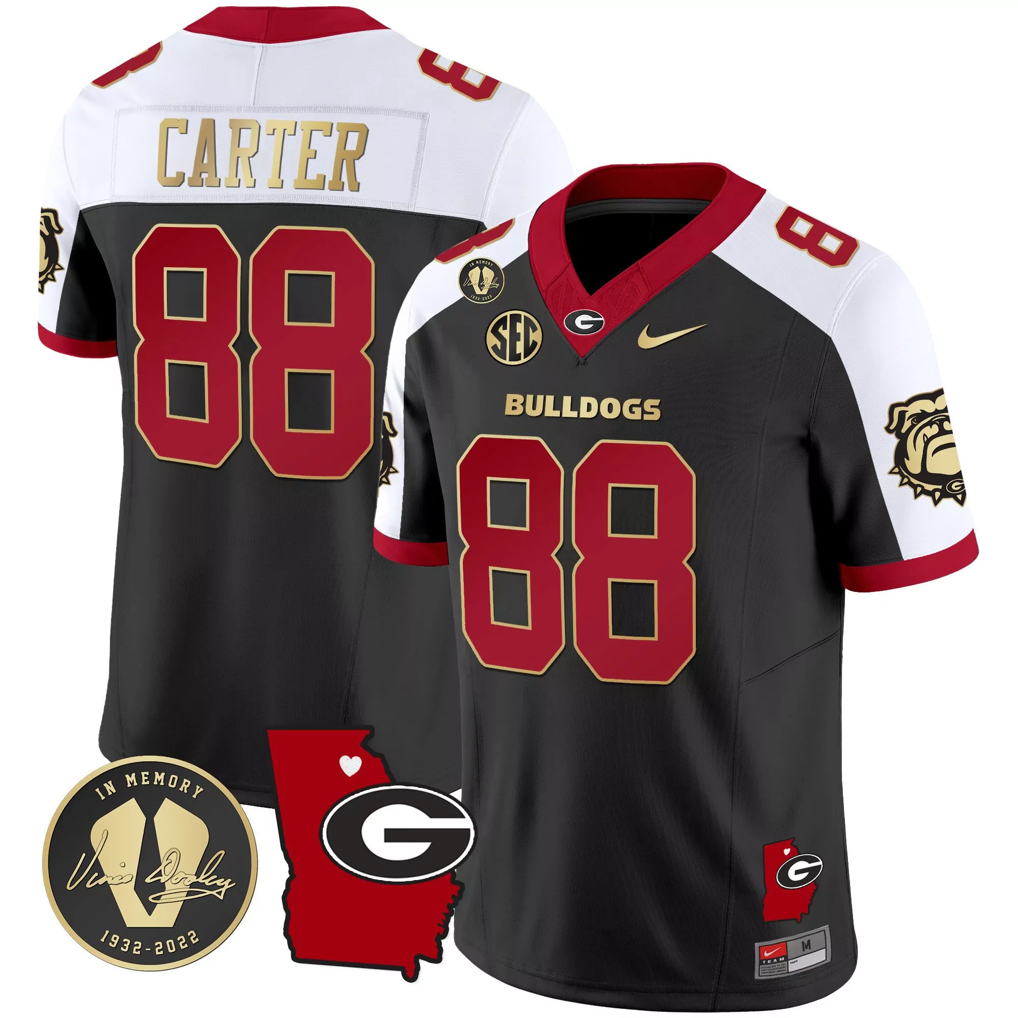 jalen carter alternate mens georgia bulldogs 2023 vapor jersey v4 georgia map all stitched