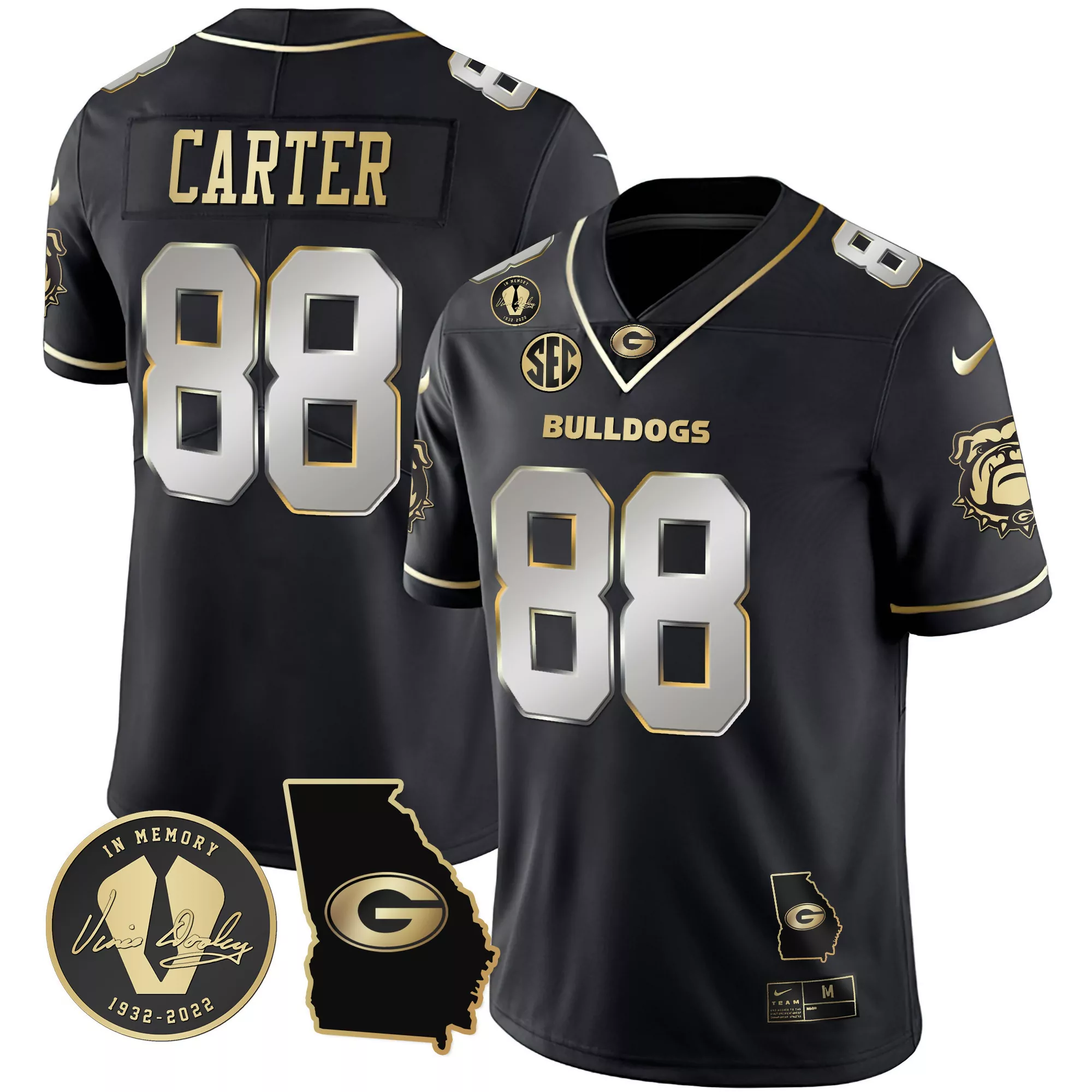 jalen carter black limited mens georgia bulldogs 2023 vapor jersey v2 georgia map all stitched