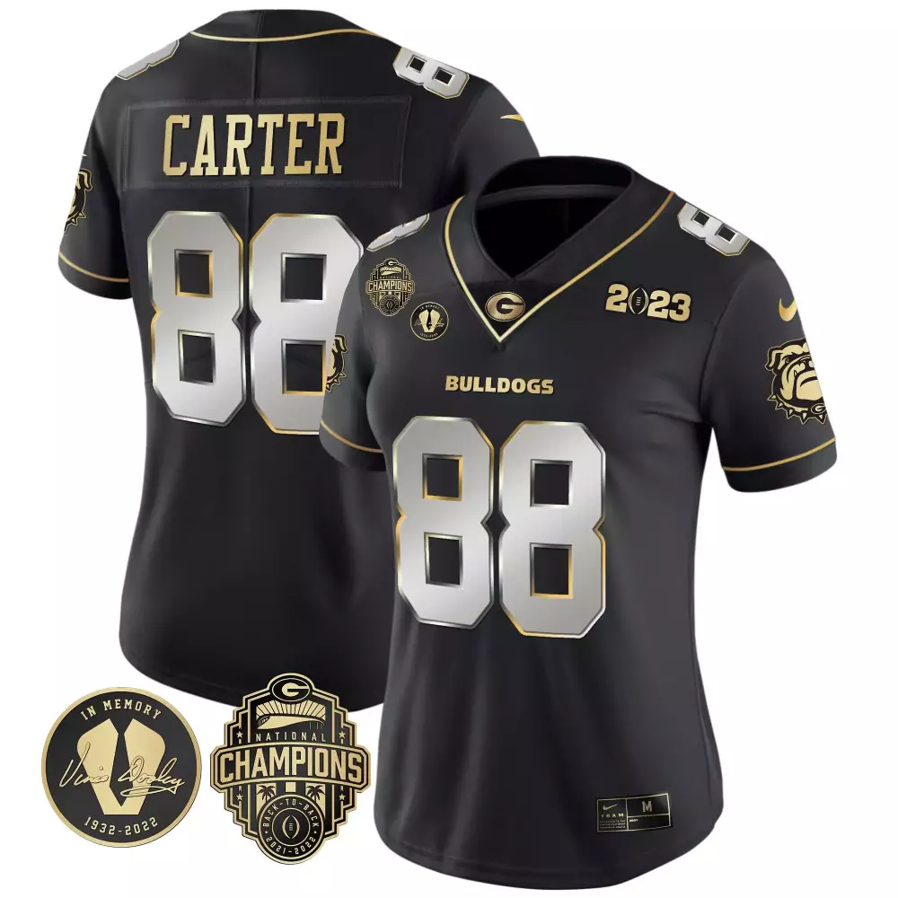 Jalen Carter Georgia Bulldogs Black Limited Jersey | 2023 Vince Dooley Patch Alternate Gold | Stitched Fan Gear for Men, Women & Youth