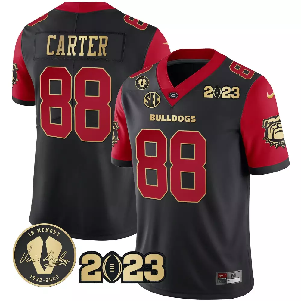 Jalen Carter Georgia Bulldogs Black Men's Jersey | 2023 Champions with Gold Sleeves | Stitched Fan Gear for Men, Women & Youth