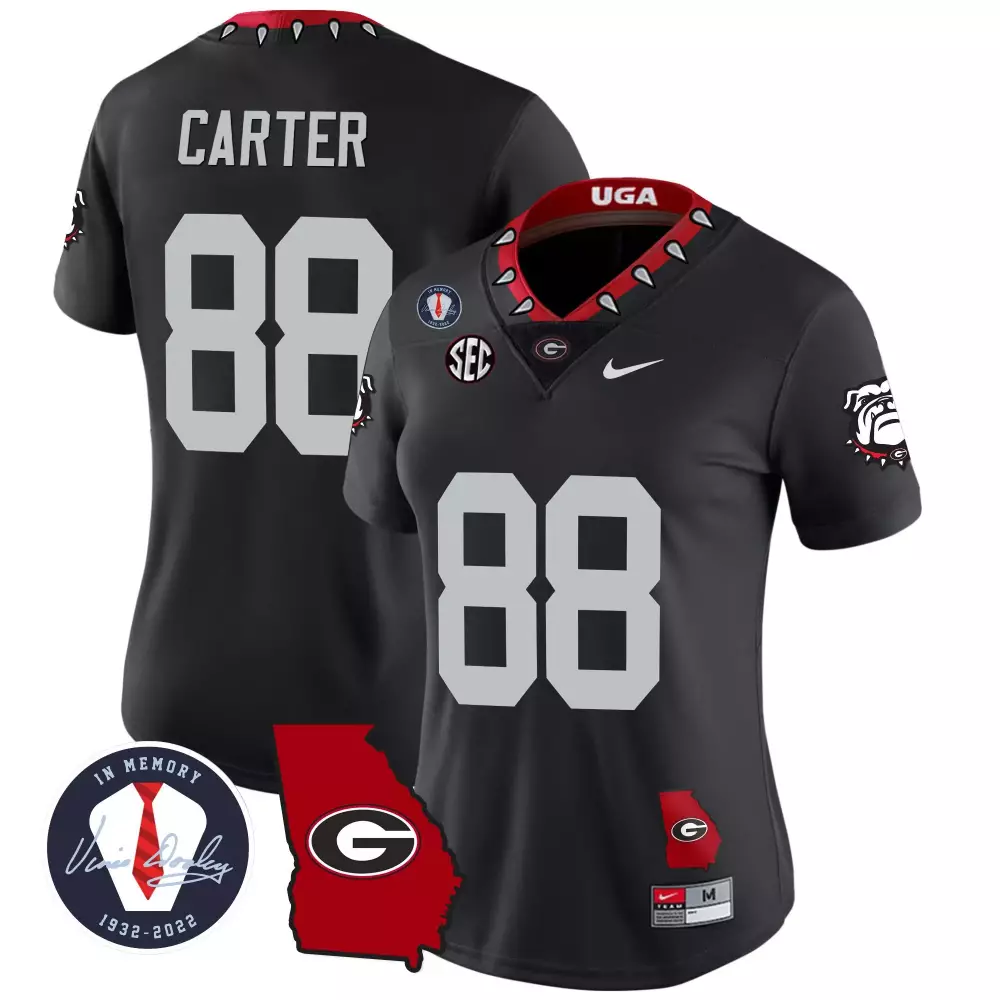 jalen carter black special mens georgia bulldogs 2023 color sleeves jersey all stitched