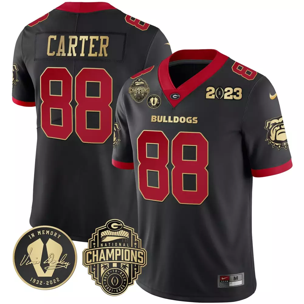 Jalen Carter 2023 Georgia Bulldogs Gold Trim Vince Dooley Patch Jersey | All Stitched | Gift Idea for Men, Women & Youth