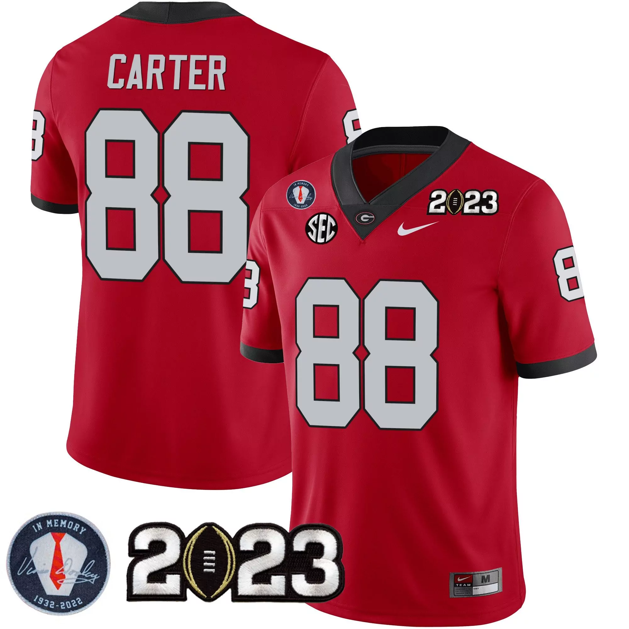 jalen carter red mens georgia bulldogs 2023 champions jersey all stitched
