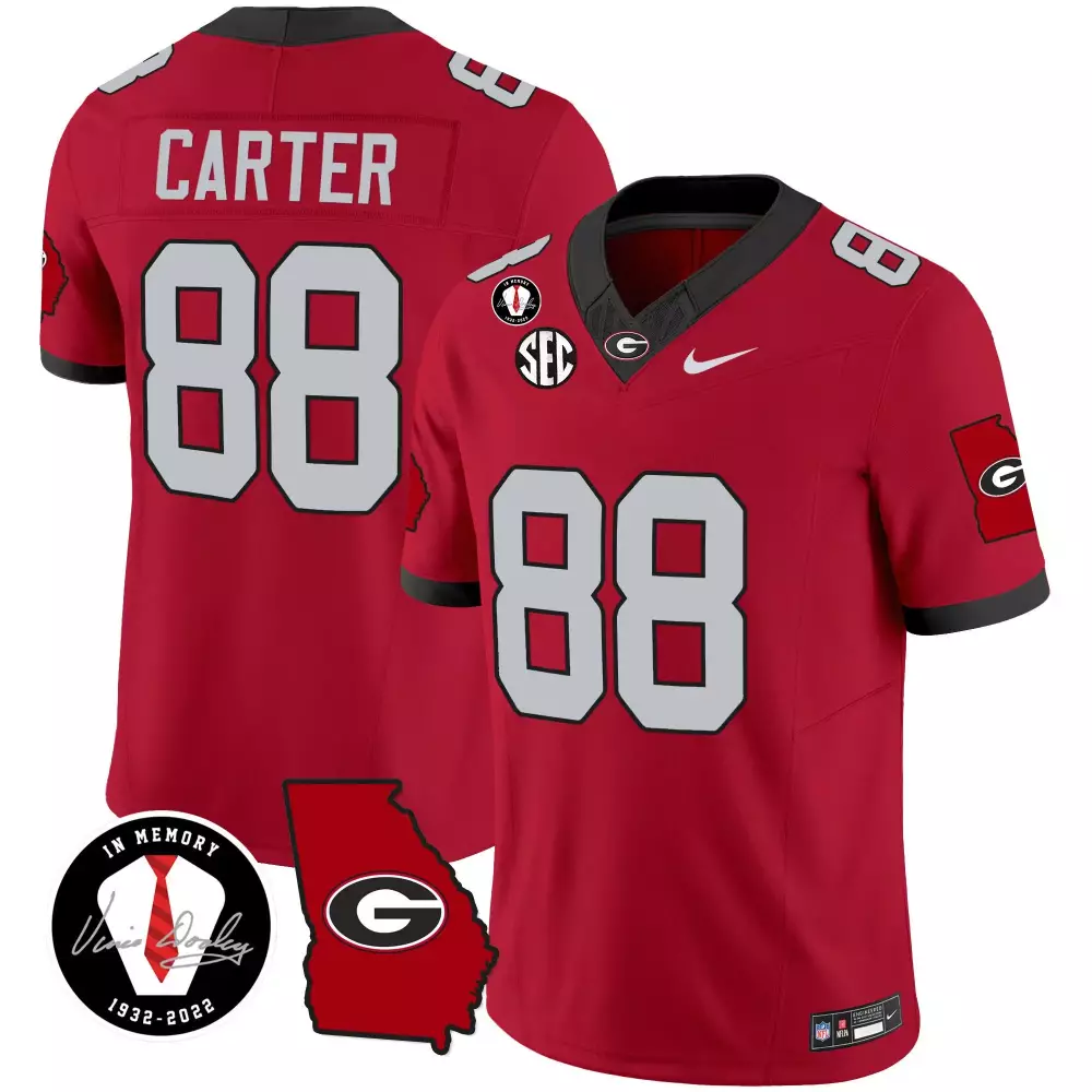Jalen Carter 2024 Georgia Bulldogs Men's Red Vapor Jersey V3 | All Stitched | Gift Idea for Men