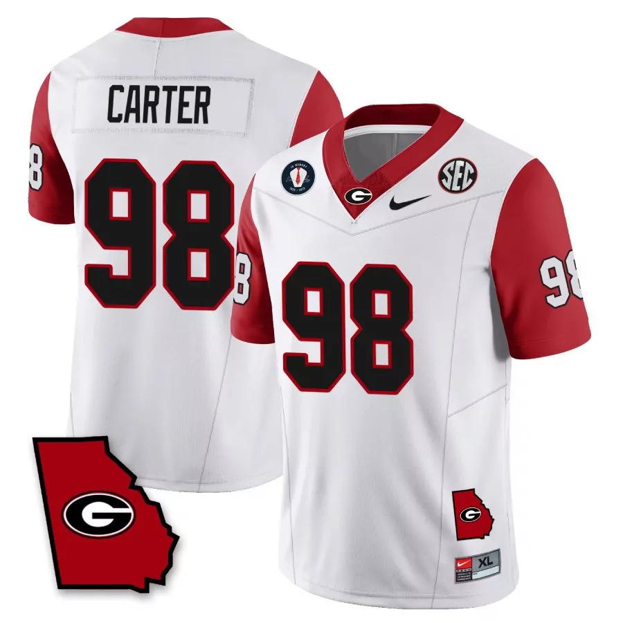 Jalen Carter Georgia Bulldogs 2023 White Jersey | Vince Dooley Patch | Stitched Champions Fan Gear for Men, Women & Youth