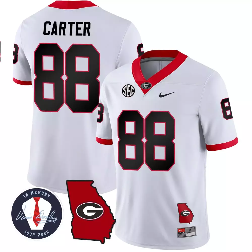 Jalen Carter Georgia Bulldogs 2024 White Vapor Jersey V3 | Georgia Map Design | Stitched Fan Gear for Men, Women & Youth