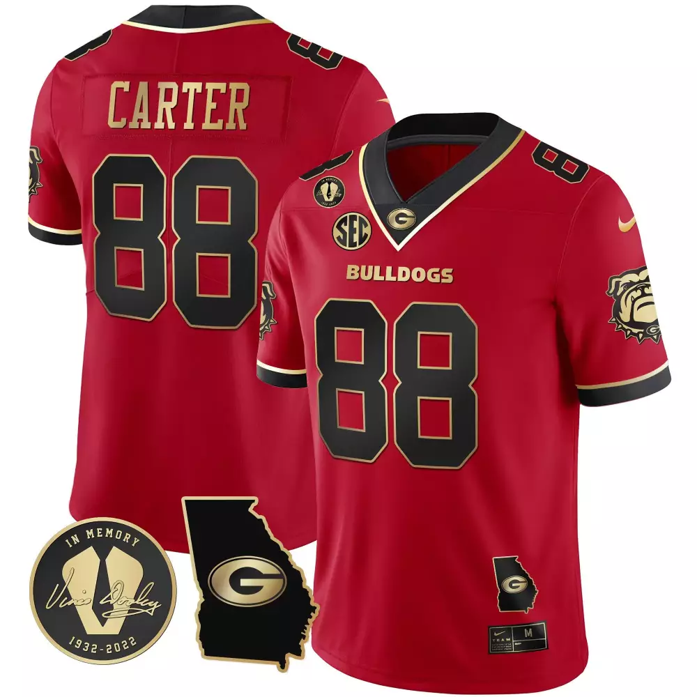 Jalen Carter Youth Georgia Bulldogs 2023 Black Red Vapor Jersey | All Stitched | Game Day Outfit | For Men, Women & Youth