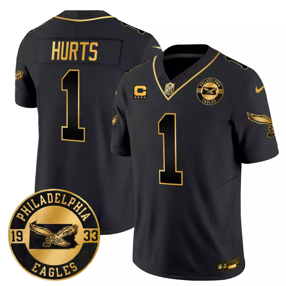 Hurts Eagles 2018 Black Stitched Jersey | Super Bowl LII Name Patch for Men, Women & Youth