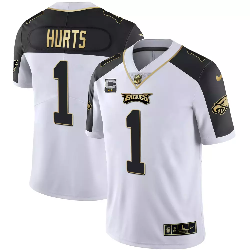 jalen hurts black inverted mens philadelphia eagles alternate vapor black gold limited all stitched