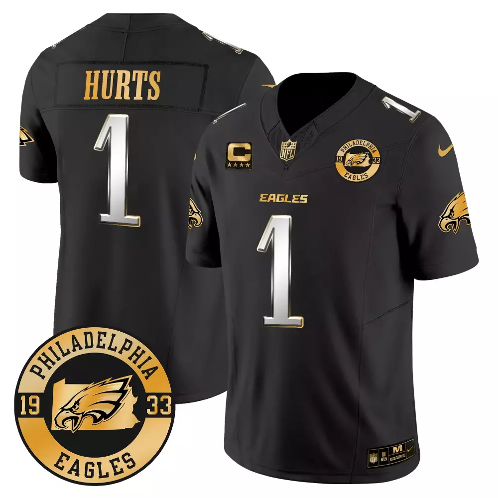 jalen hurts black inverted mens philadelphia eagles alternate vapor black gold limited all stitched
