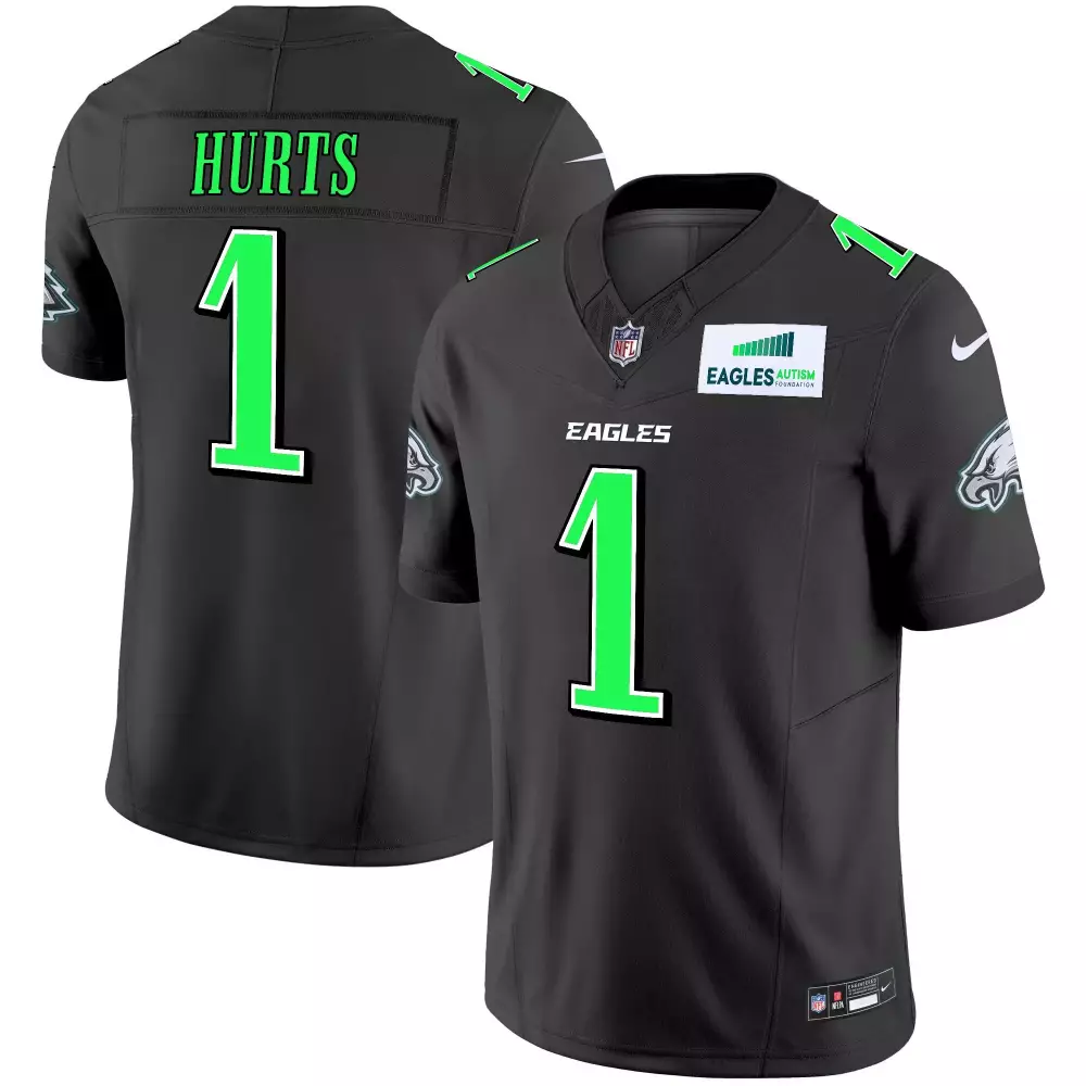 jalen hurts black mens philadelphia eagles alternate kelly green gold jersey all stitched