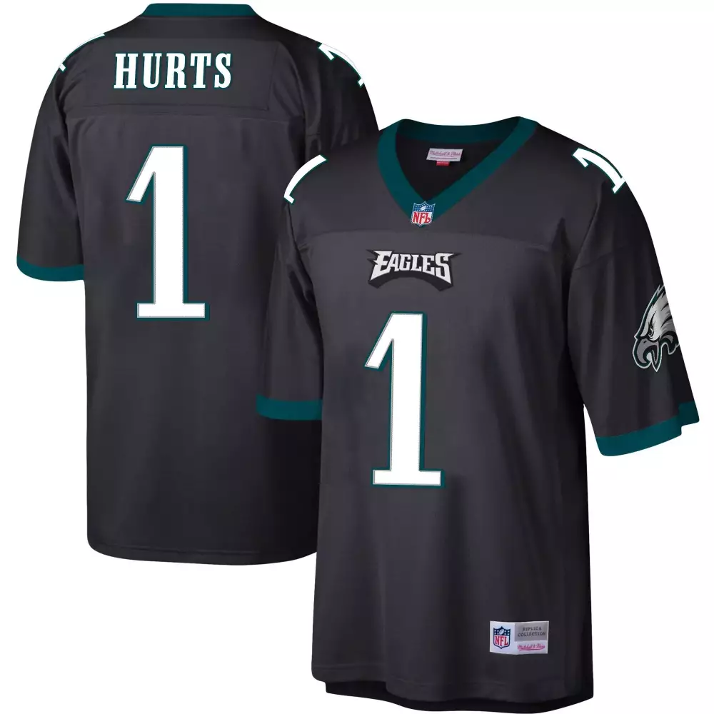 jalen hurts black mens philadelphia eagles alternate kelly green gold jersey all stitched