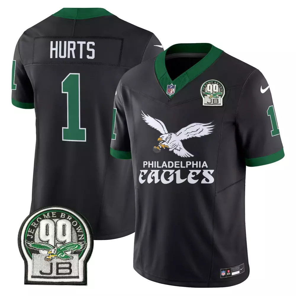 jalen hurts black mens philadelphia eagles kelly green vapor limited jersey v5 all stitched