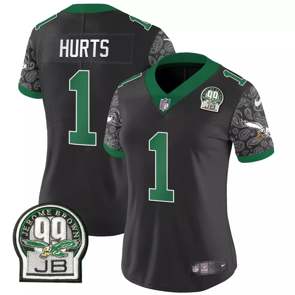 jalen hurts black womens philadelphia eagles kelly green vapor limited jersey v4 all stitched