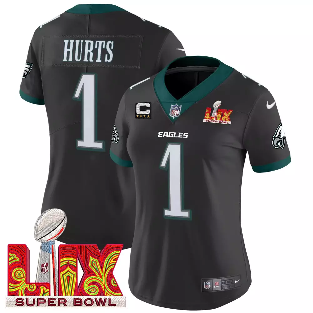 jalen hurts black womens philadelphia eagles kelly green vapor limited jersey v4 all stitched