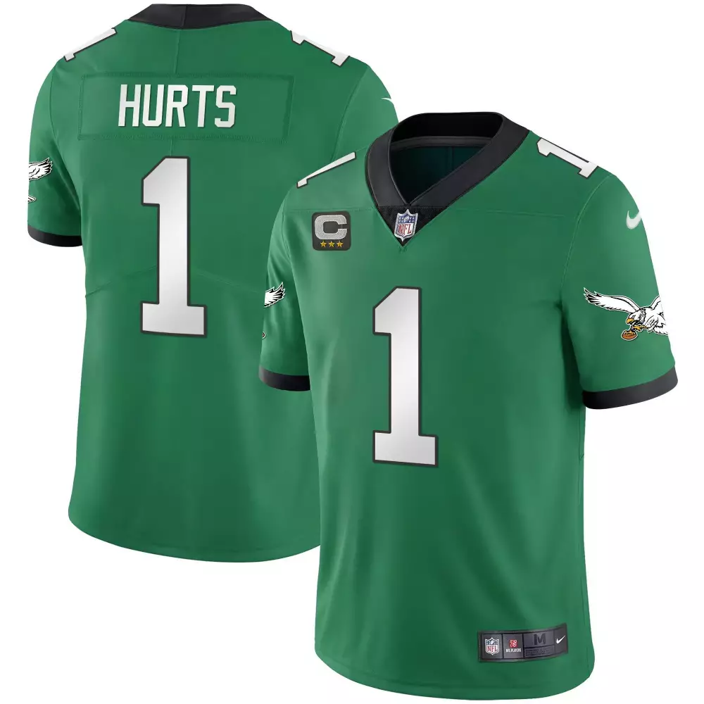 Jalen Hurts Philadelphia Eagles Green Gold Trim Youth Jersey | Super Bowl Patch Vapor Stitched | Limited Edition Fan Gear | For Men, Women & Youth