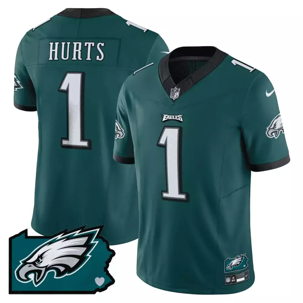 Jalen Hurts Philadelphia Eagles Green Gold Trim Youth Jersey | Super Bowl Patch Vapor Stitched | Limited Edition Fan Gear | For Men, Women & Youth