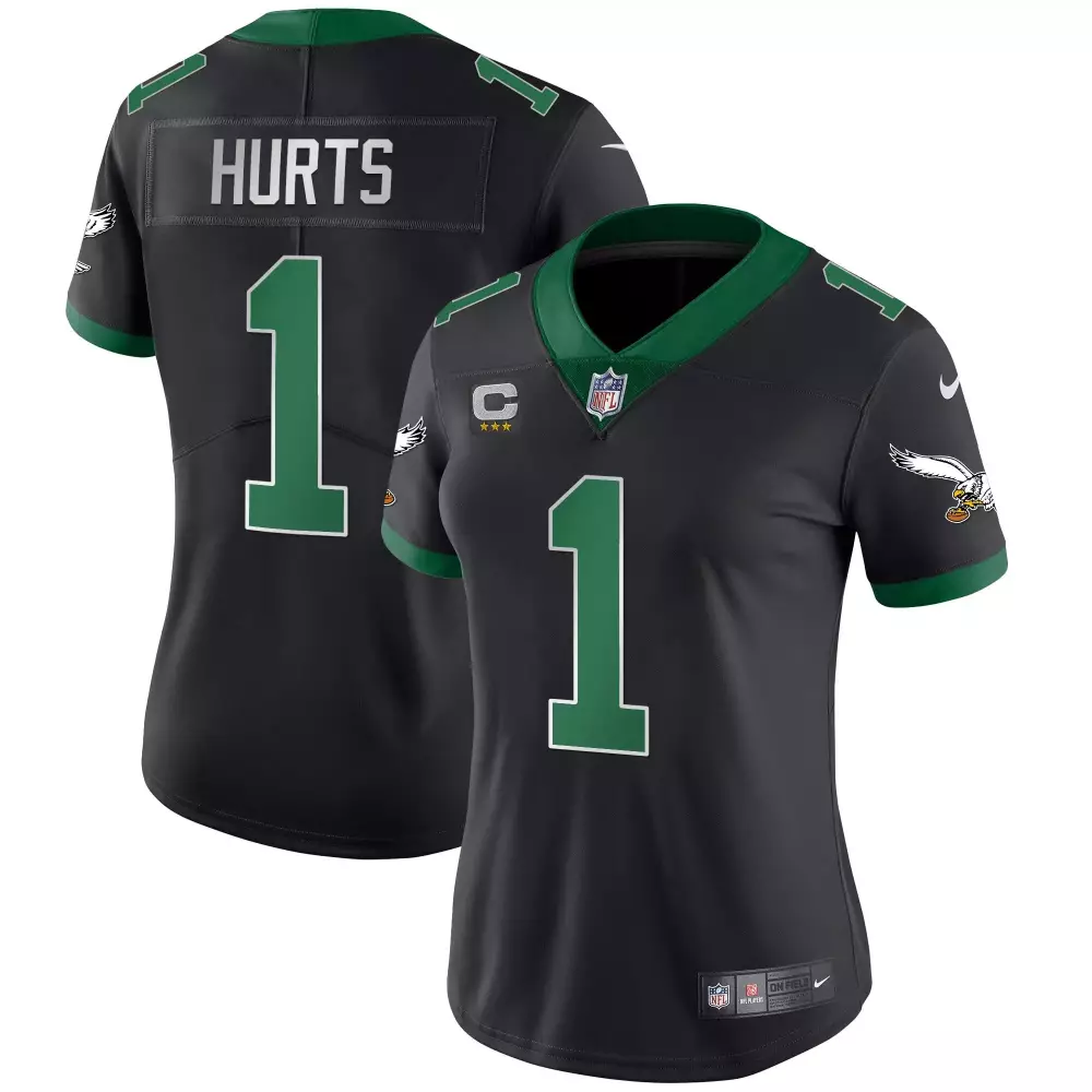 jalen hurts kelly black mens philadelphia eagles throwback kelly vapor limited jersey v2 all stitched