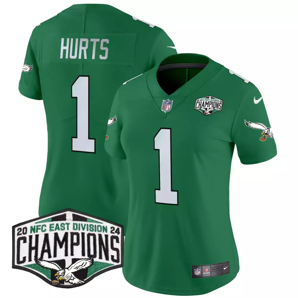 Jalen Hurts Philadelphia Eagles Women's Jerome Brown Patch Kelly Green Alternate Jersey V2 | Stitched Fan Gear for Women