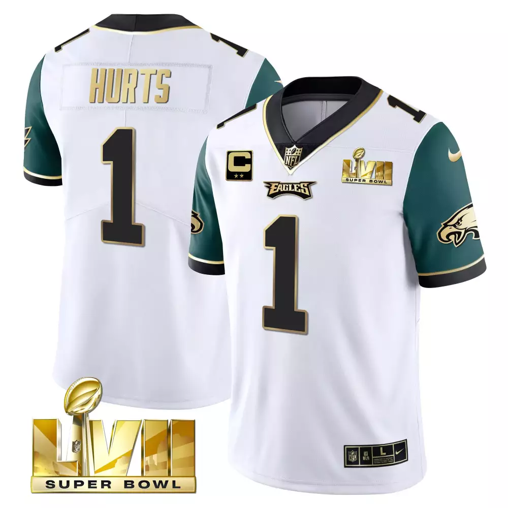 jalen hurts midnight green sleeves mens philadelphia eagles super bowl vapor gold jersey all stitched