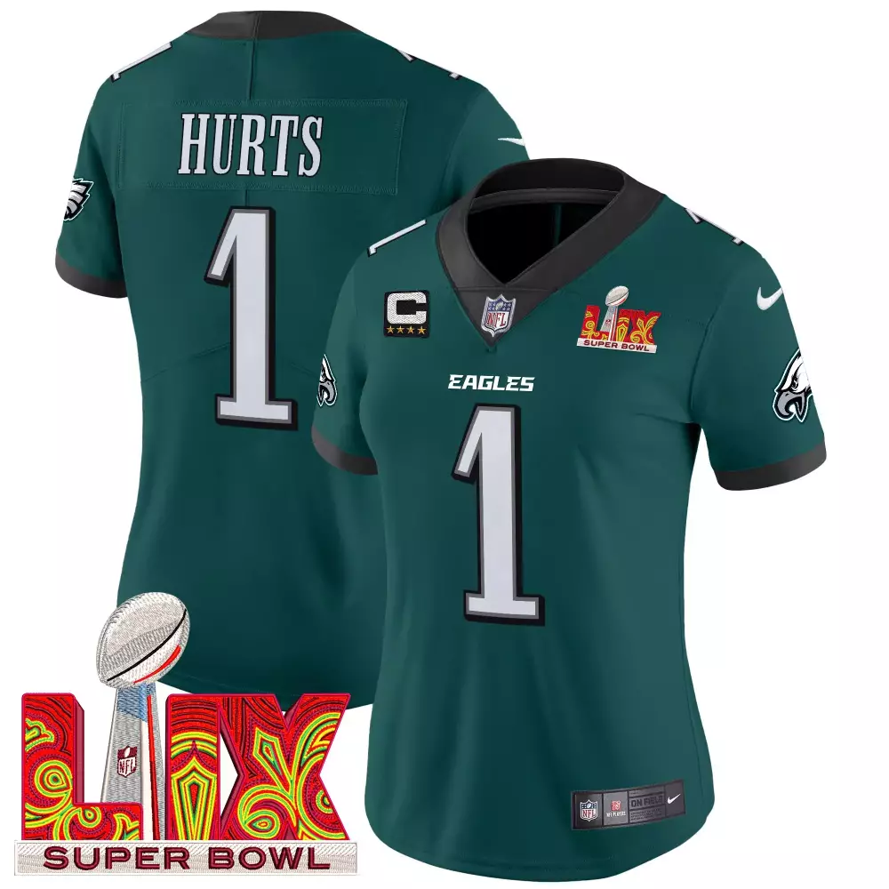 jalen hurts midnight green sleeves mens philadelphia eagles super bowl vapor gold jersey all stitched