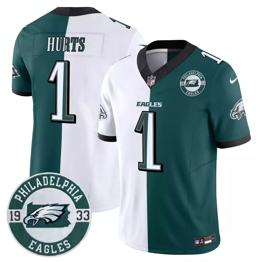 jalen hurts split black green womens philadelphia eagles super bowl lvii split jersey all stitched