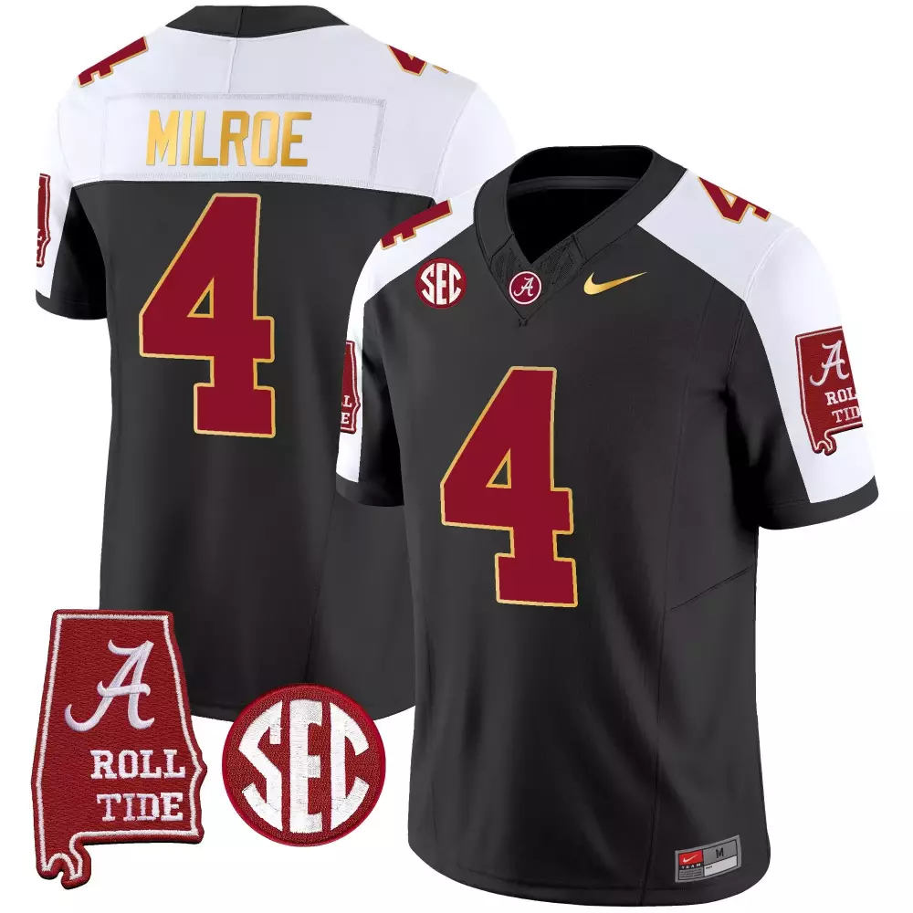 jalen milroe black alternate mens alabama crimson tide gold trim vapor jersey alabama map all stitched