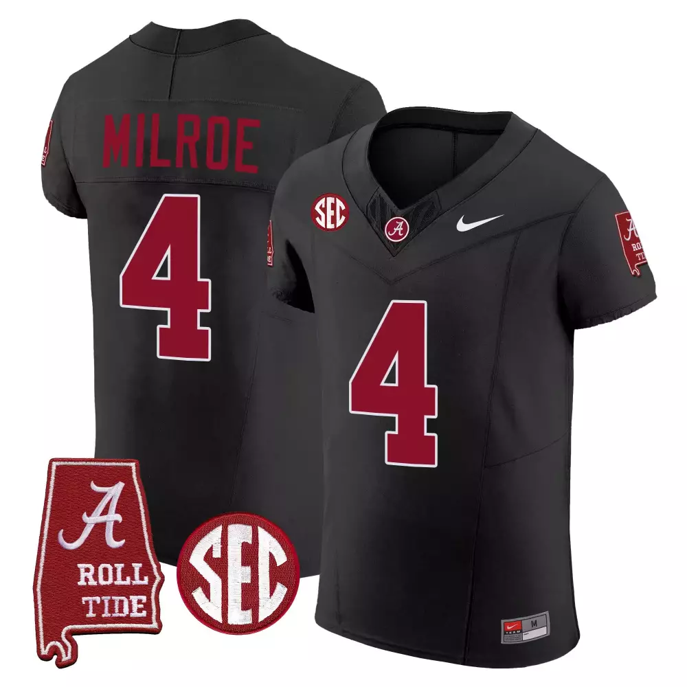 jalen milroe black mens alabama crimson tide vapor elite jersey all stitched