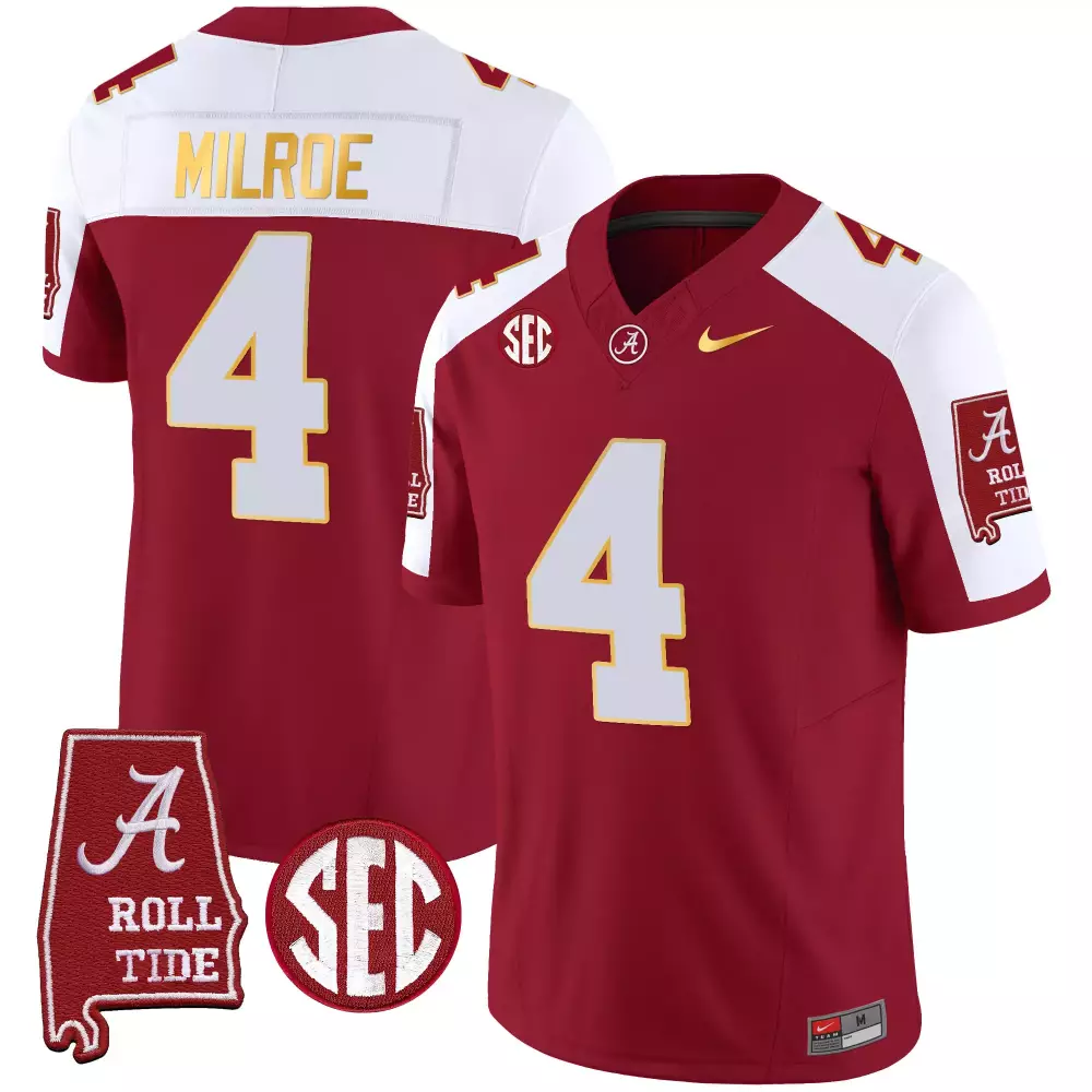 Jalen Milroe Black Youth Alabama Crimson Tide Nick Saban 7x Champions Patch Jersey | Stitched Fan Gear | For Men, Women & Youth