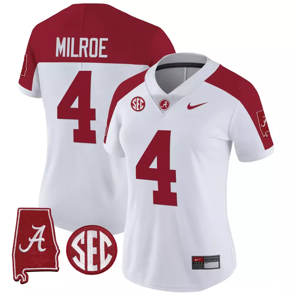Jalen Milroe Alabama Crimson Tide Inverted Vapor Limited Jersey | Stitched Crimson with Alabama Map | Exclusive Fan Gear for Women | For Women & Youth