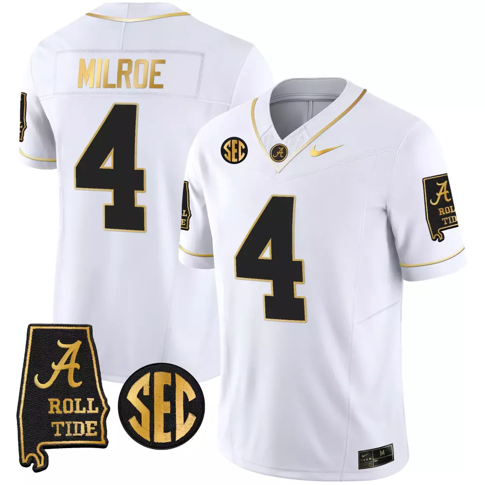 jalen milroe white gold mens alabama crimson tide vapor gold jersey v3 alabama map all stitched