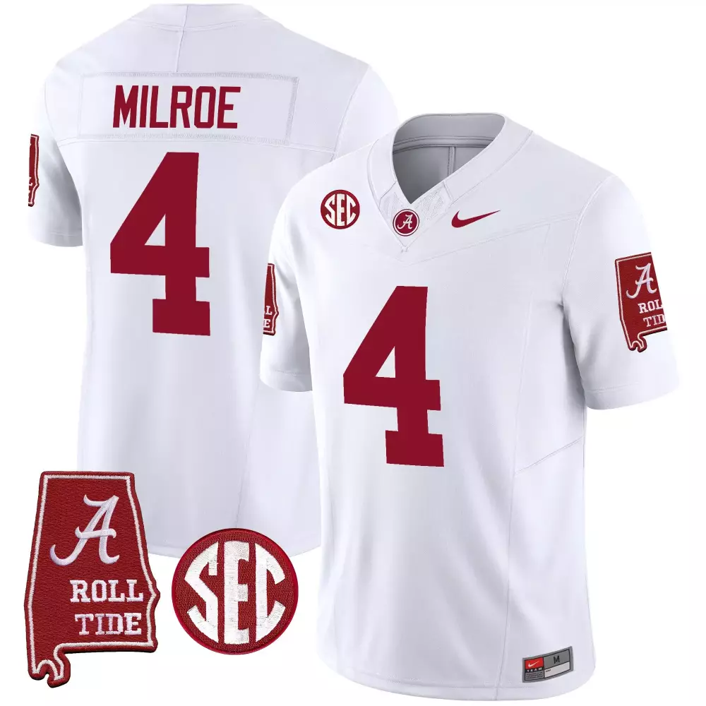 jalen milroe white mens alabama crimson tide vapor limited jersey v3 alabama map all stitched