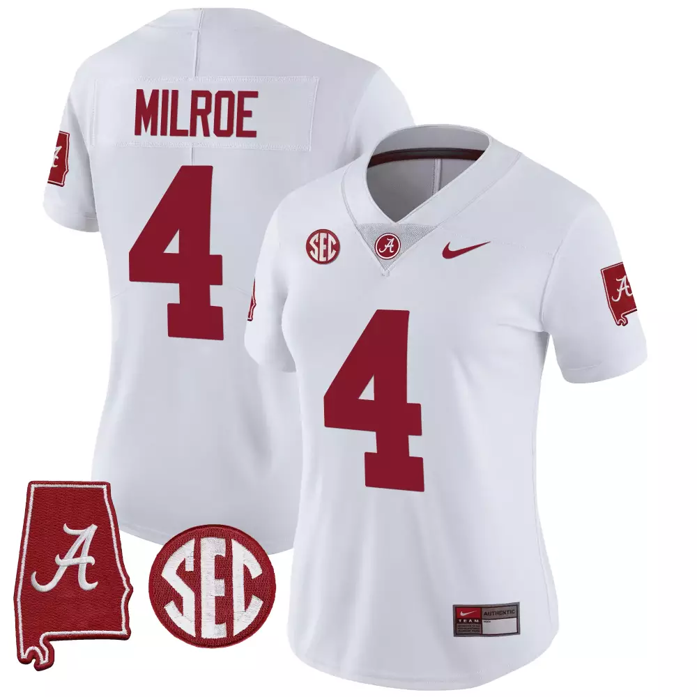jalen milroe white womens alabama crimson tide vapor limited jersey alabama map all stitched