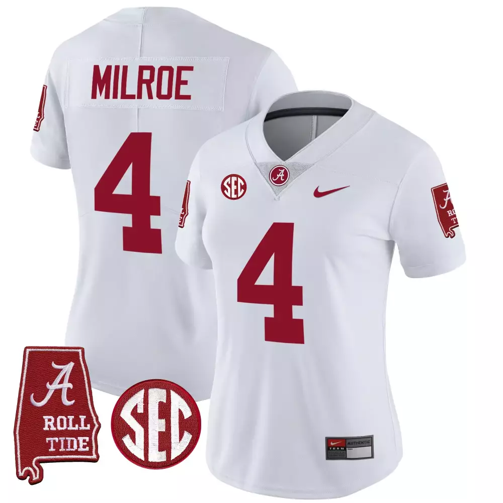 jalen milroe white womens alabama crimson tide vapor limited jersey alabama map all stitched