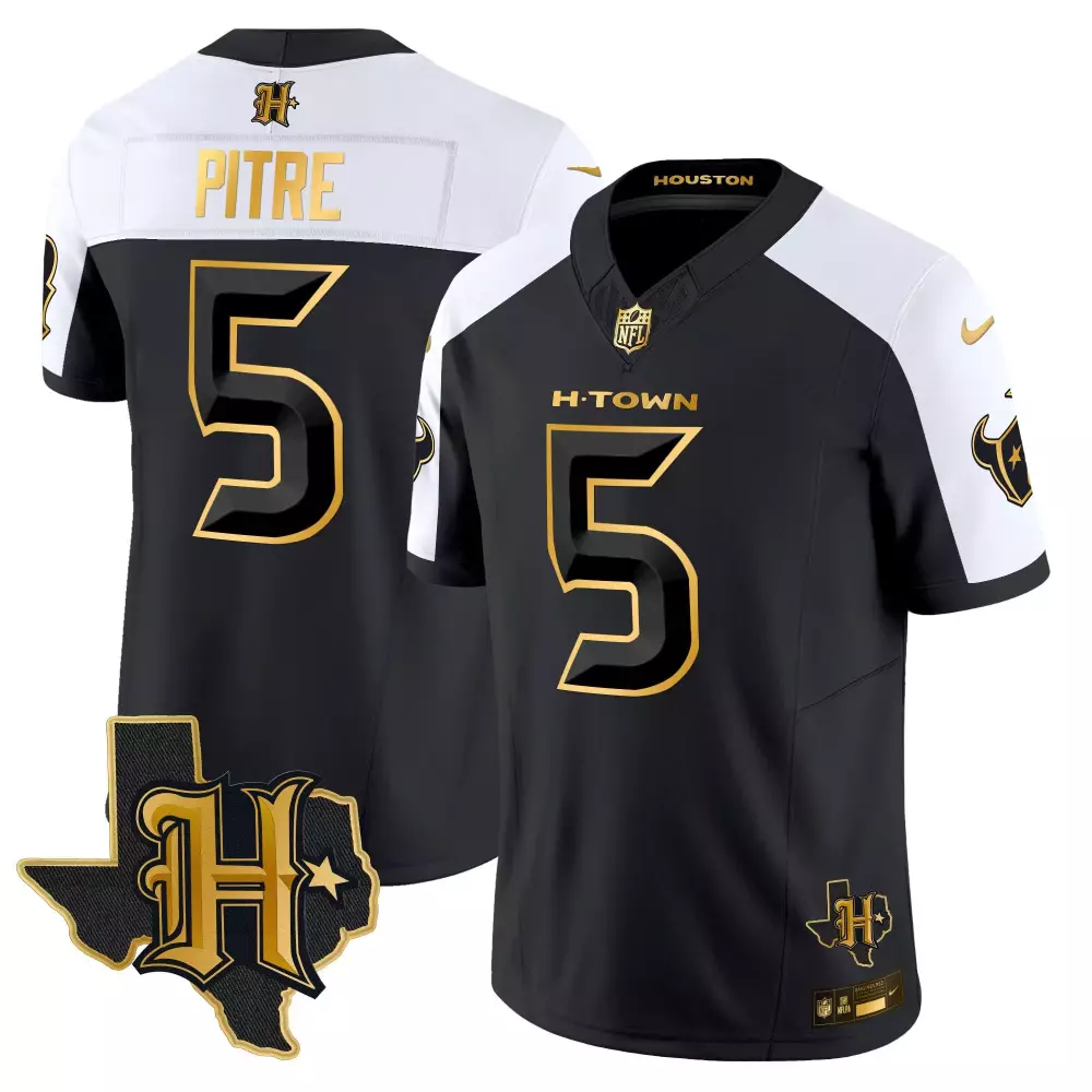 jalen pitre alternate mens houston texans 2024 texas patch gold vapor limited jersey all stitched
