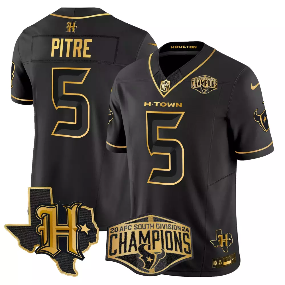 jalen pitre alternate mens houston texans 2024 texas patch gold vapor limited jersey all stitched
