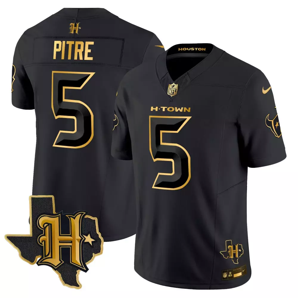 jalen pitre alternate mens houston texans 2024 texas patch gold vapor limited jersey all stitched