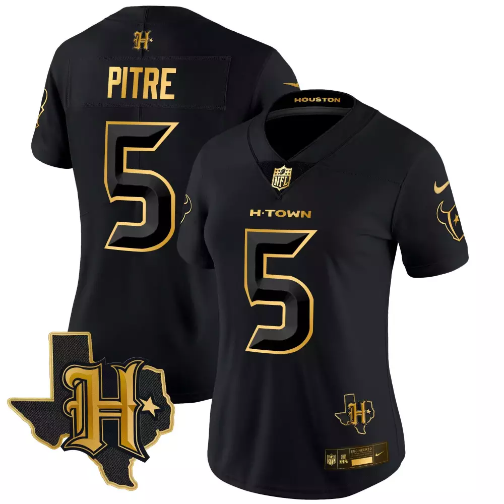 jalen pitre alternate mens houston texans 2024 texas patch gold vapor limited jersey all stitched
