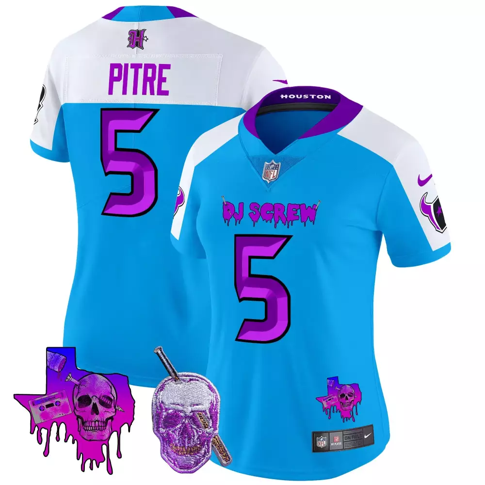 jalen pitre blue alternate womens houston texans 2024 texas patch vapor limited jersey v2 all stitched