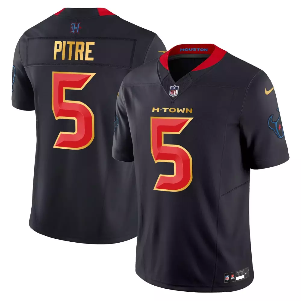 jalen pitre navy limited mens houston texans 2024 gold trim vapor limited jersey all stitched