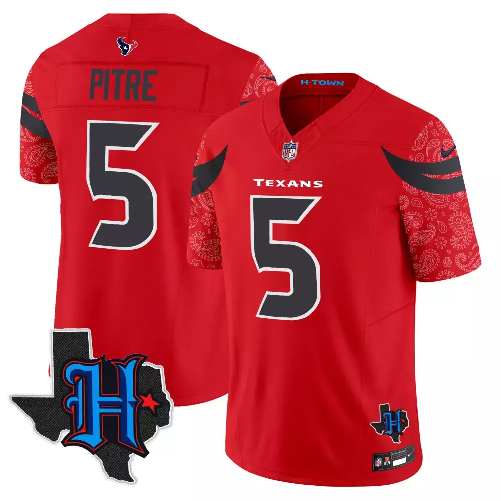 jalen pitre red mens houston texans 2024 texas patch vapor limited jersey v4 all stitched